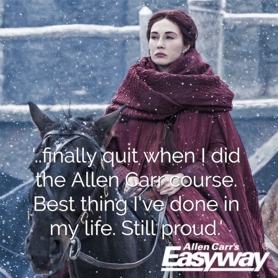 Carice Van Houten as Melisandre from game of thrones quits smoking with Allen Carr's easyway